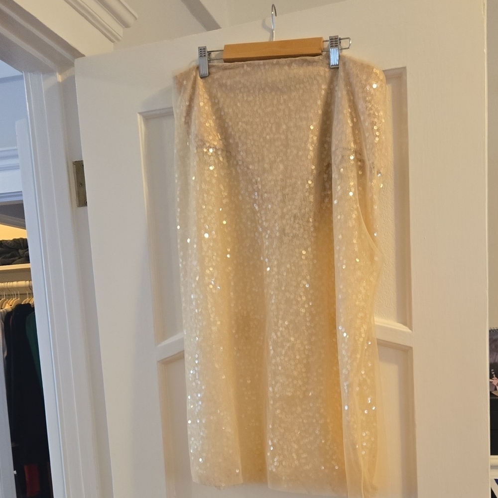 Sunday in Brooklyn Sequin Midi Skirt in Gold